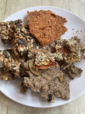Homemade raw crackers   at Vyro Raw & Vegan Bistro in Bucharest