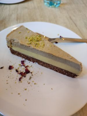 Raw Caramel Cake with Agave Syrup at Vyro Raw & Vegan Bistro in Bucharest