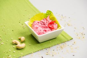 Cashew, Beetroot and Hemp Seed Cream – raw at Vyro Raw & Vegan Bistro in Bucharest
