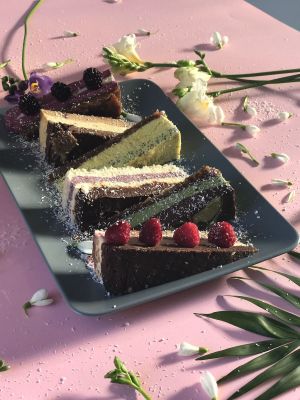 Mixt cakes at Vyro Raw & Vegan Bistro in Bucharest