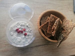 Caju cream with onion and herbs  at Vyro Raw & Vegan Bistro in Bucharest