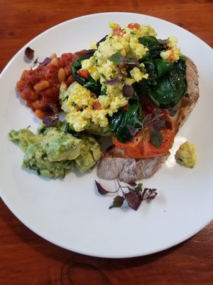 The Big Vege breakfast with scrambled tofu ~ It was great. at Replenish Cafe in Timaru