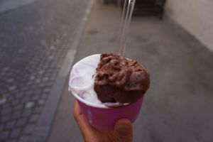 Chocolate and vanilla  at Zvezda's Ice Cream in Ljubljana