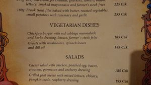 Veg options (12/2021). Groats are said to be vegan, burger has eggs. at Restaurace V Ruthardce in Kutna Hora