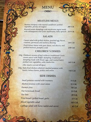 Menu - the only relevant page for vegans, for now...  at Restaurace V Ruthardce in Kutna Hora