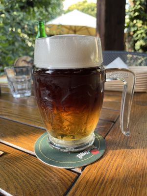 Draught beer half-half  at Restaurace V Ruthardce in Kutna Hora