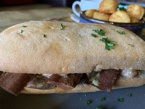 Sausage, bacon & mushroom sandwich  at Super Natural Newcastle in Newcastle Upon Tyne