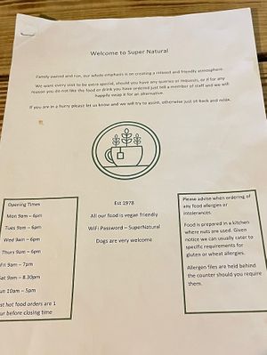 Menu  at Super Natural Newcastle in Newcastle Upon Tyne