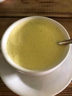Turmeric latte  at Super Natural Newcastle in Newcastle Upon Tyne