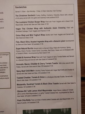 Menu at Super Natural Newcastle in Newcastle Upon Tyne