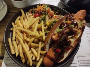 Hotdog at Super Natural Newcastle in Newcastle Upon Tyne