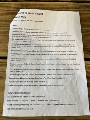 Lunch menu   at Super Natural Newcastle in Newcastle Upon Tyne