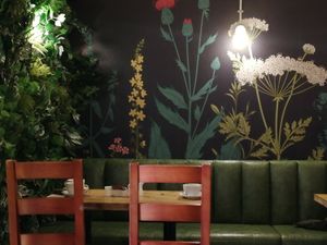 Beautiful wildflower wall art #Veganuary at Super Natural Newcastle in Newcastle Upon Tyne