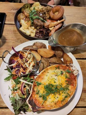 A lasagne and a Christmas nut roast at Super Natural Newcastle in Newcastle Upon Tyne
