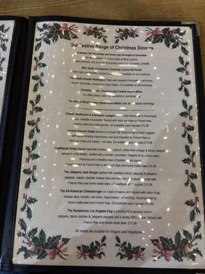 The Christmas dinner menu! (sorry about the reflections )  at Super Natural Newcastle in Newcastle Upon Tyne