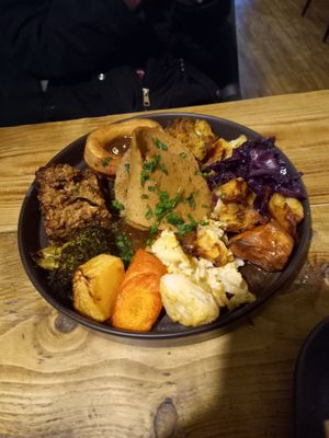 Roast Beef Seitan Sunday Dinner. #Veganuary at Super Natural Newcastle in Newcastle Upon Tyne
