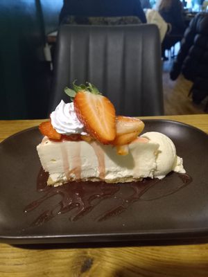 Vegan Cheezecake with Vegan Ice Cream. #Veganuary at Super Natural Newcastle in Newcastle Upon Tyne