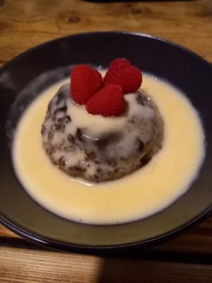 Sticky Toffee Pudding with vegan Custard. #Veganuary at Super Natural Newcastle in Newcastle Upon Tyne