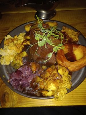 Sietan "Beef" Roast Dinner. at Super Natural Newcastle in Newcastle Upon Tyne