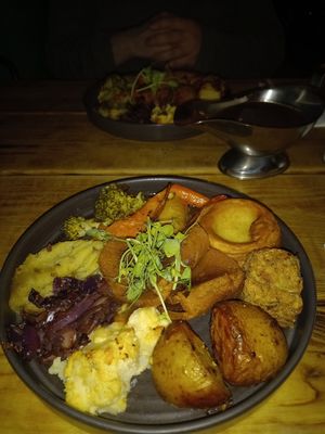 Roast "Beef" Seitan Sunday Dinner. at Super Natural Newcastle in Newcastle Upon Tyne