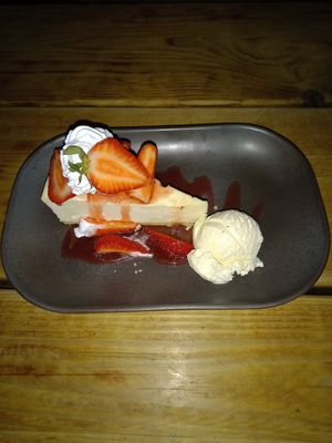 Vegan Cheesecake with Ice Cream. at Super Natural Newcastle in Newcastle Upon Tyne