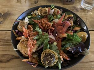 Tempura veg salad  at Super Natural Newcastle in Newcastle Upon Tyne