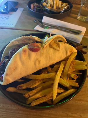 Shawarma and chips  at Super Natural Newcastle in Newcastle Upon Tyne