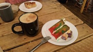 Cake and coffee at Super Natural Newcastle in Newcastle Upon Tyne