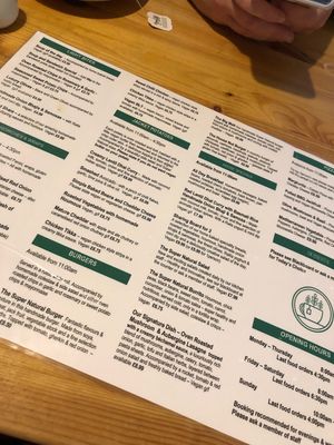 Menu at Super Natural Newcastle in Newcastle Upon Tyne