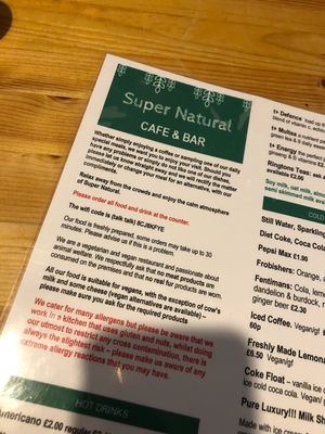 Menu at Super Natural Newcastle in Newcastle Upon Tyne