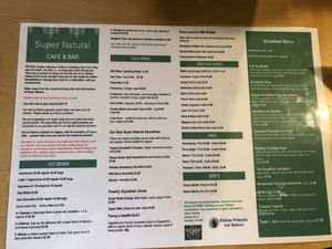 Menu at Super Natural Newcastle in Newcastle Upon Tyne