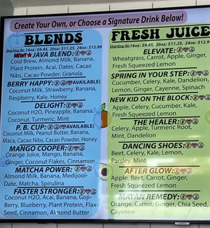 Menu  at The Juice Parlor in North Hollywood