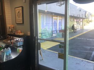 Strip mall entrance at The Juice Parlor in North Hollywood