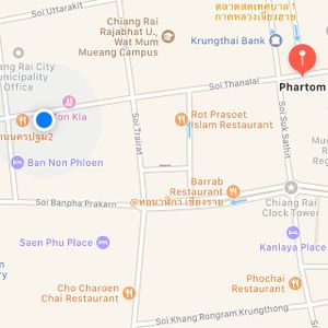 Correct location is the blue dot. NOT the red pin. at Phartom in Chiang Rai