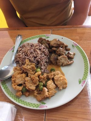 Rice with mock meats  at Phartom in Chiang Rai