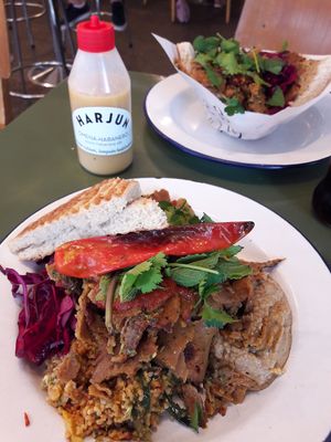 Döner Harju´s two different veggie kebab portions.  at Döner Harju in Helsinki