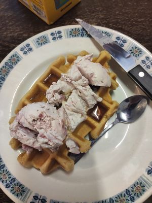 Took a photo after Id dived into it 😂 it looked better before at Ice Shack in Manchester