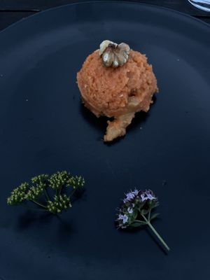 Dessert with carrot and coconut  at Art-lodge in Verditz