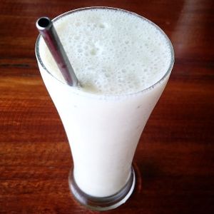 Coconut and banana shake at Organic Love in Koh Phangan