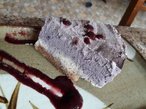 Raw vegan blueberry mousse cake at Organic Love in Koh Phangan