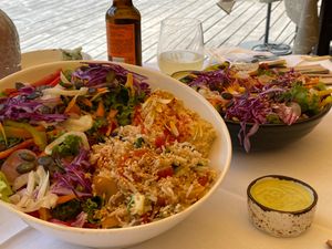 Lunch, the hummus salad was more than enough for 2 persons!  at La Vimea - Vegan Hotel & Vegan Restaurant in Naturno