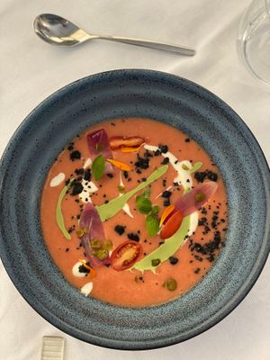 Cherry tomato and watermelon gazpacho at La Vimea - Vegan Hotel & Vegan Restaurant in Naturno