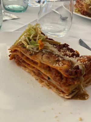 Sunflower seed ragu lasagna at La Vimea - Vegan Hotel & Vegan Restaurant in Naturno