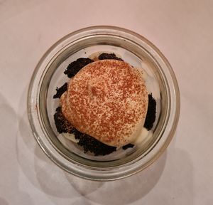 vegamisu 
-
coffee cake sponge, coconut & vanilla custard, 
roasted hazelnuts foam at La Vimea - Vegan Hotel & Vegan Restaurant in Naturno