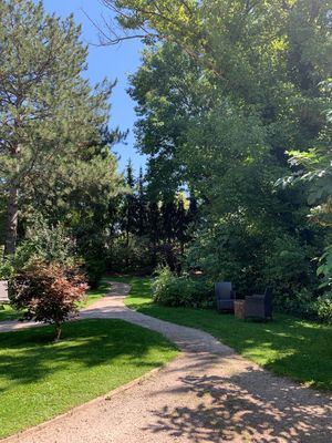 The gardens are so peaceful !  at La Vimea - Vegan Hotel & Vegan Restaurant in Naturno