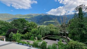 View from our room (at the end of the hall, 2nd floor) at La Vimea - Vegan Hotel & Vegan Restaurant in Naturno