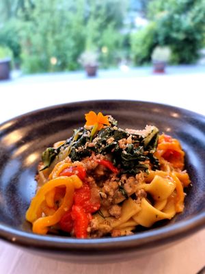 One of the dinner dishes at La Vimea - Vegan Hotel & Vegan Restaurant in Naturno