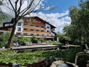 View at hotel from the garden at La Vimea - Vegan Hotel & Vegan Restaurant in Naturno