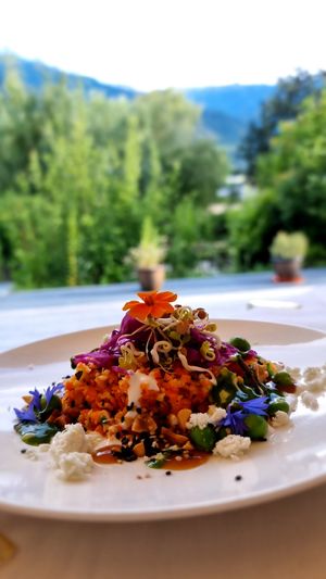 One of the dinner dishes at La Vimea - Vegan Hotel & Vegan Restaurant in Naturno