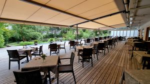 Terrace (dinner in the evening - weather permitting) at La Vimea - Vegan Hotel & Vegan Restaurant in Naturno